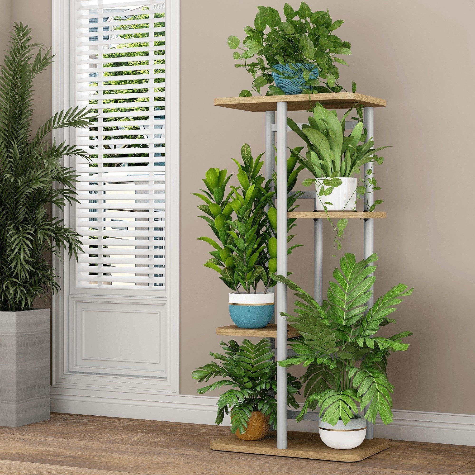 Etajera LEDOR TIP 1, alb/stejar sonoma, DTD/metal, 36x24x74 cm