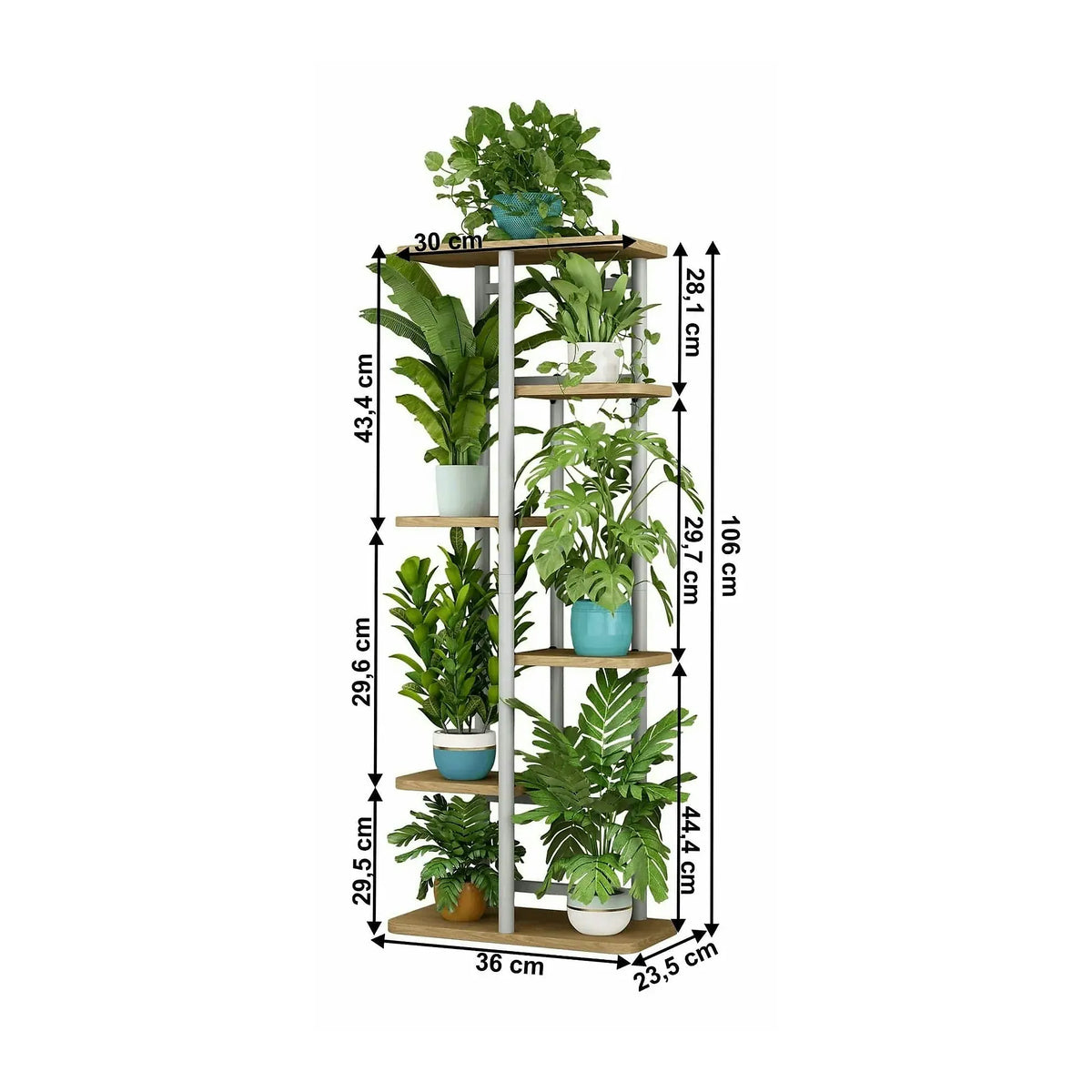 Etajera LEDOR TIP 2, stejar sonoma/alb, DTD/metal, 36x24x106 cm