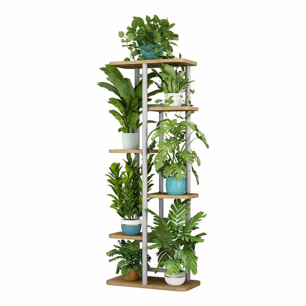 Etajera LEDOR TIP 2, stejar sonoma/alb, DTD/metal, 36x24x106 cm