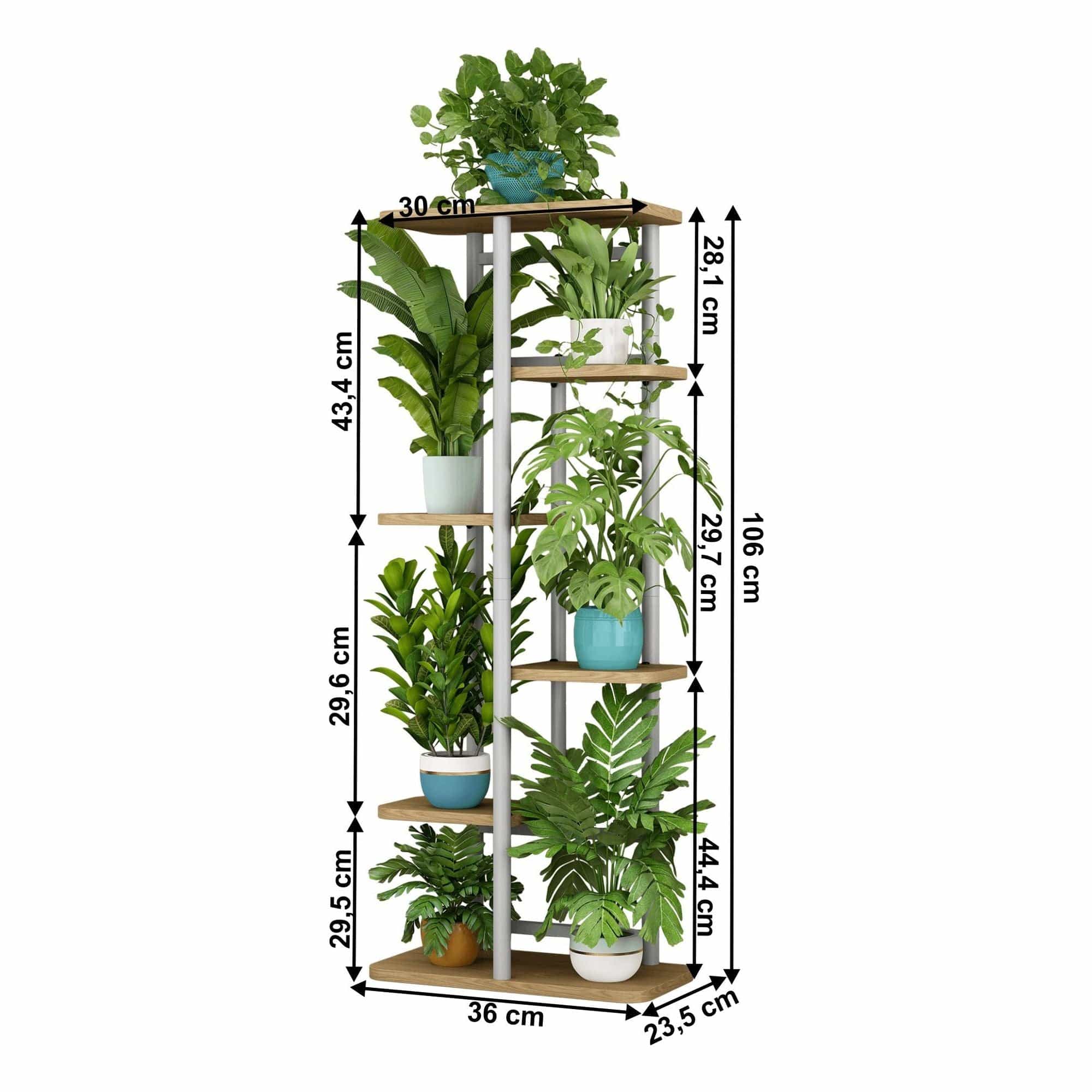Etajera LEDOR TIP 2, stejar sonoma/alb, DTD/metal, 36x24x106 cm