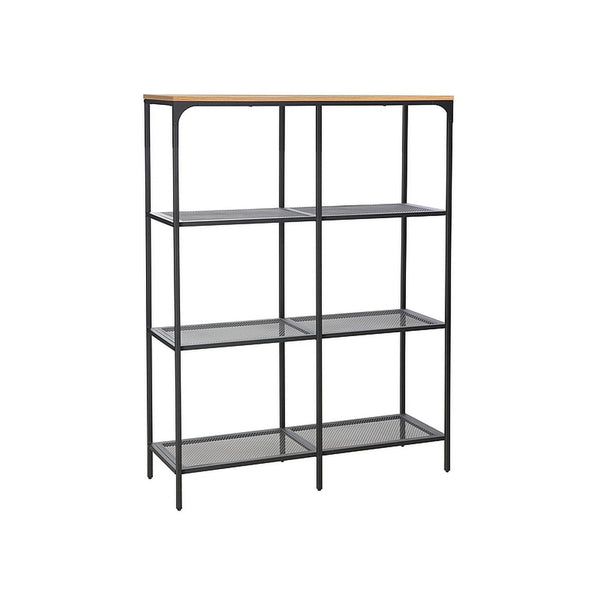 Etajera LEX A, stejar/negru, PAL laminat/metal, 100x36x136 cm