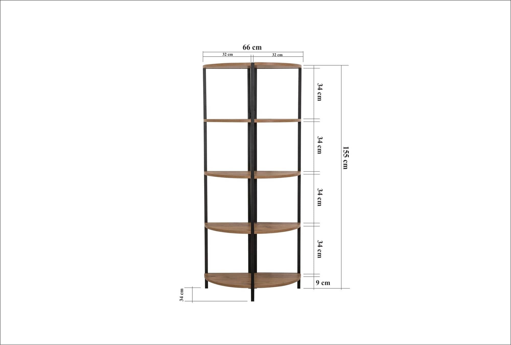 Etajera MONA RAFIX, stejar sonoma/negru, PAL melaminat/metal, 66x34x155 cm