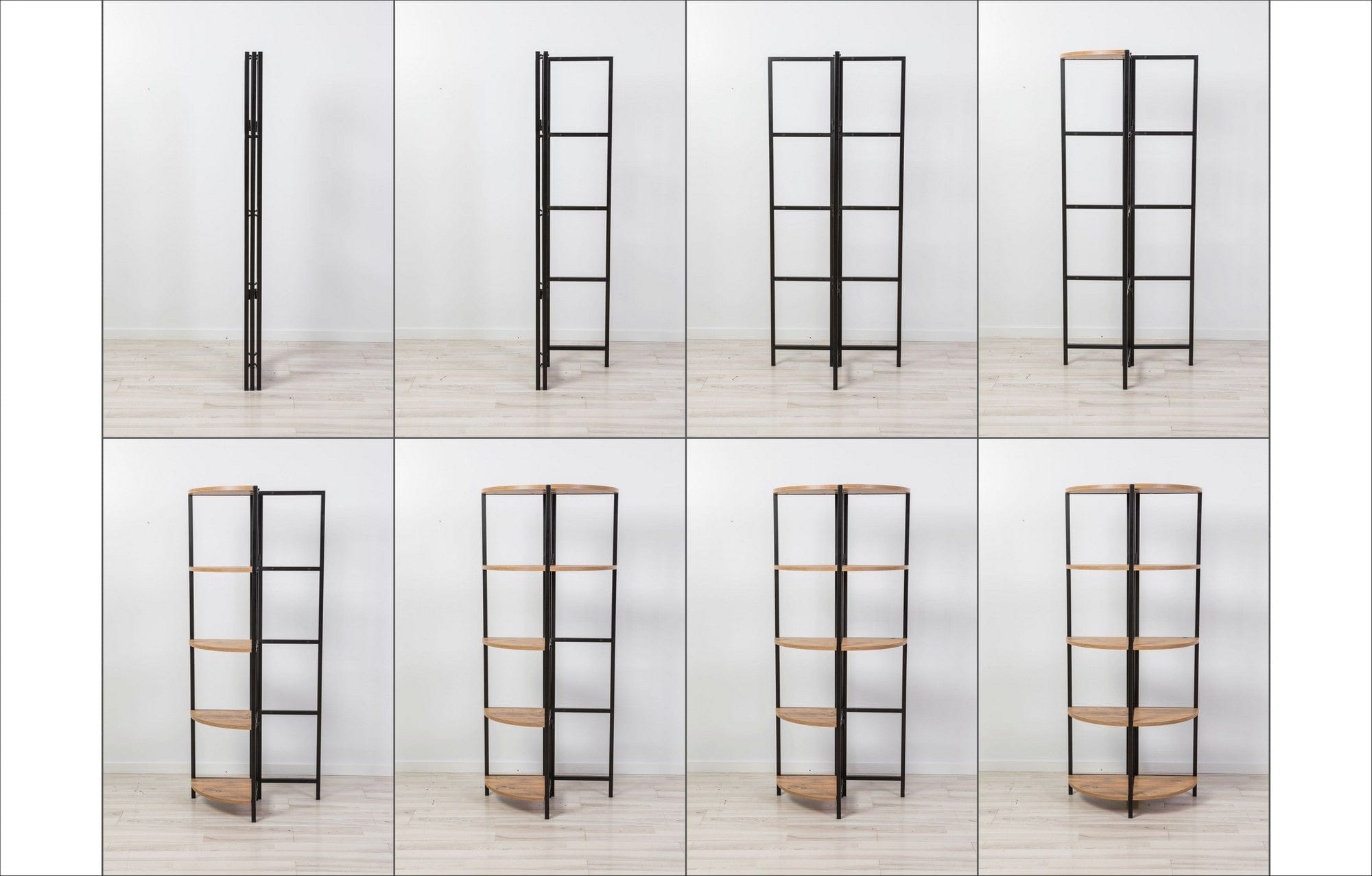 Etajera MONA RAFIX, stejar sonoma/negru, PAL melaminat/metal, 66x34x155 cm
