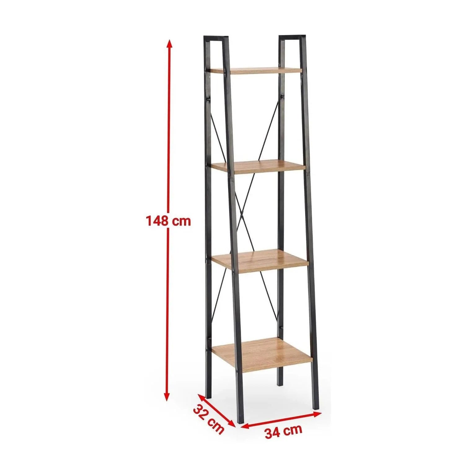 Etajera NARVIK, stejar sonoma/negru, 34x32x148 cm