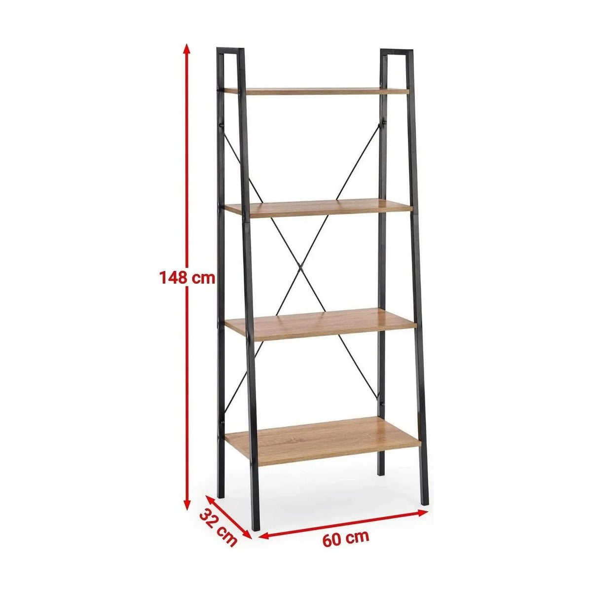 Etajera NARVIK, stejar sonoma/negru, 60x32x148 cm
