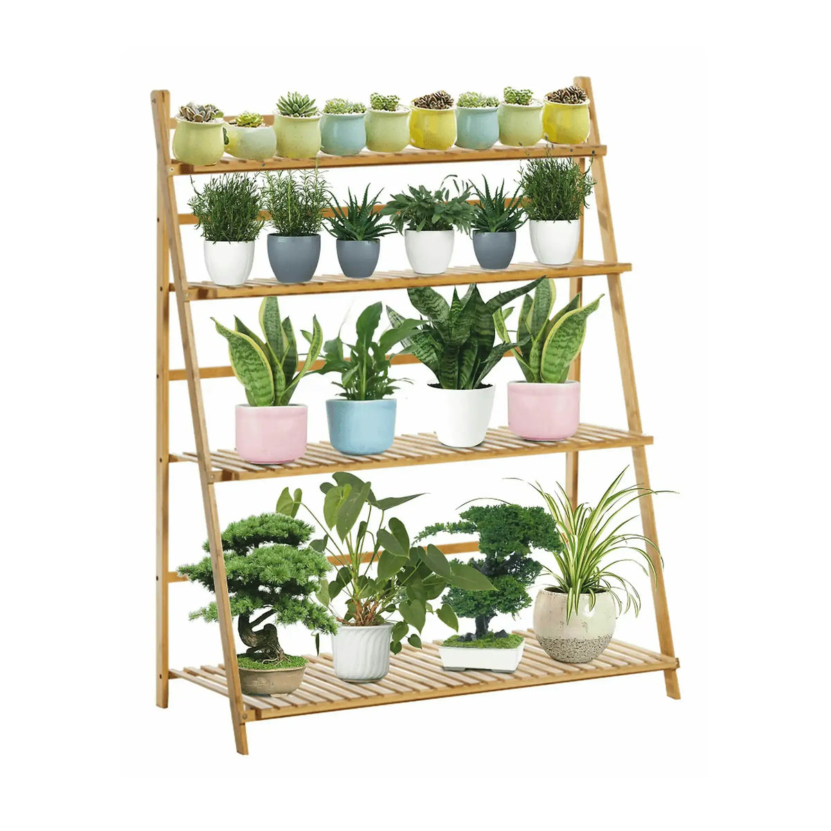 Etajera NEPEL TYP 2, stejar natural, bambus, 70x47x122 cm