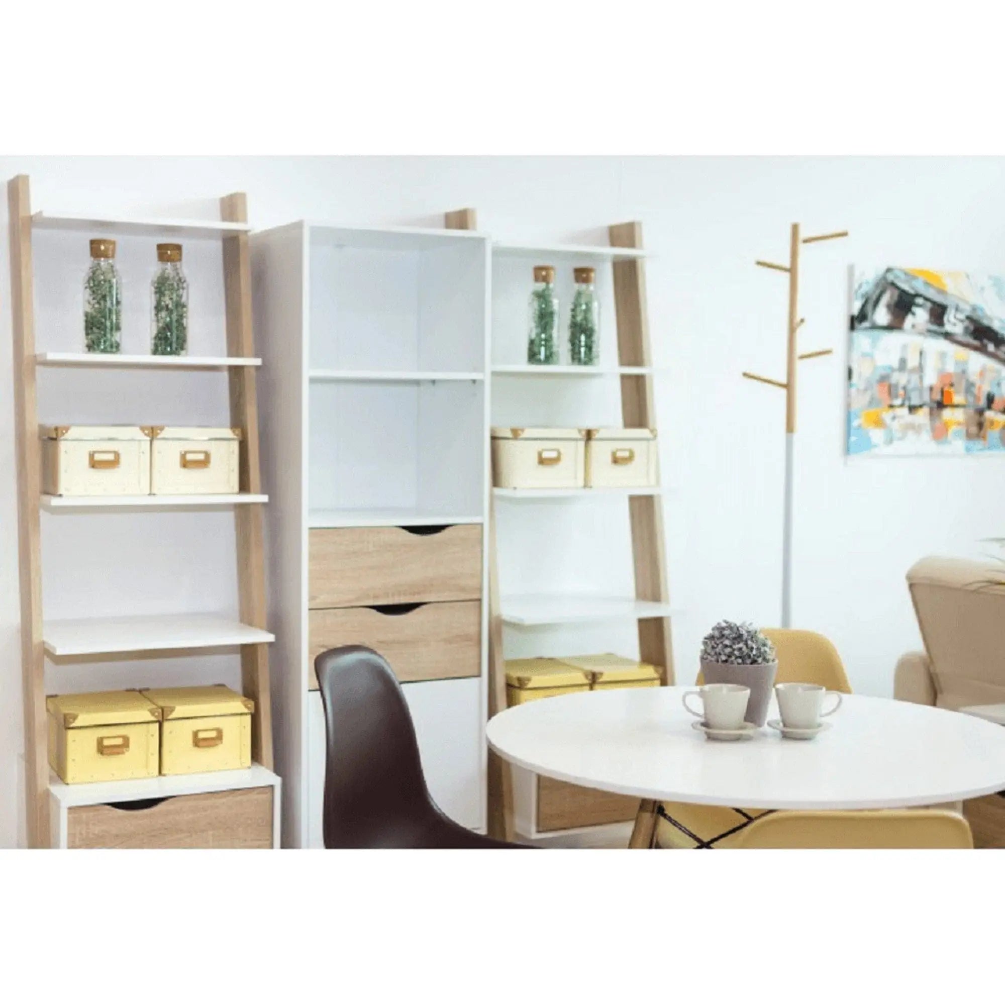 Etajera OSLO 75385, alb/stejar sonoma, PAL melaminat, 55x27-48x171 cm