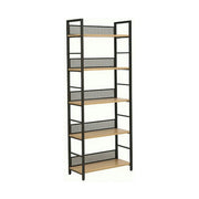 Etajera RAW R5, stejar/negru, PAL laminat/metal, 60x28x154 cm
