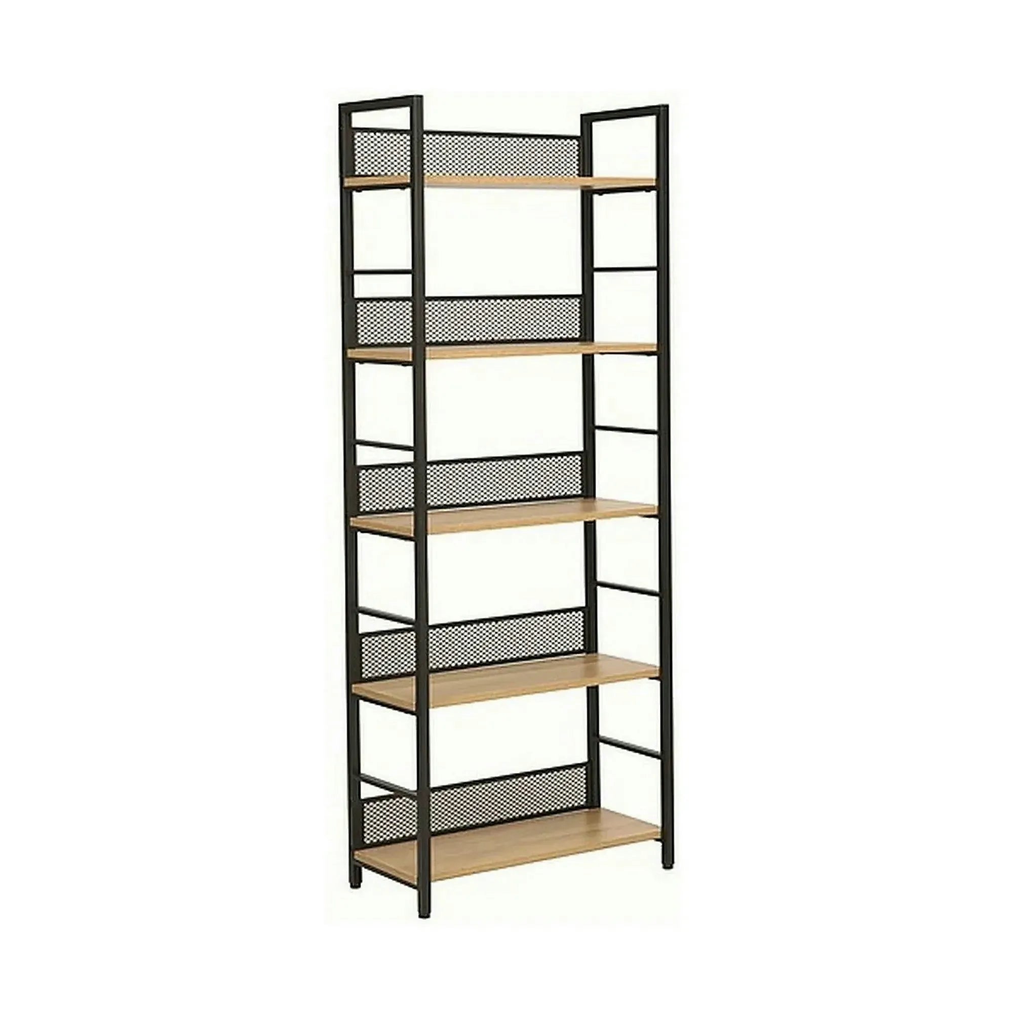 Etajera RAW R5, stejar/negru, PAL laminat/metal, 60x28x154 cm