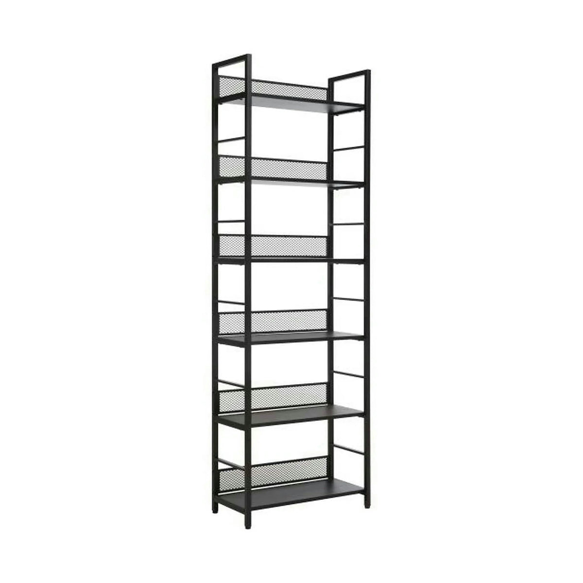 Etajera RAW R6, negru, PAL laminat/metal, 60x28x187 cm
