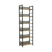 Etajera RAW R6, stejar/negru, PAL laminat/metal, 60x28x187 cm
