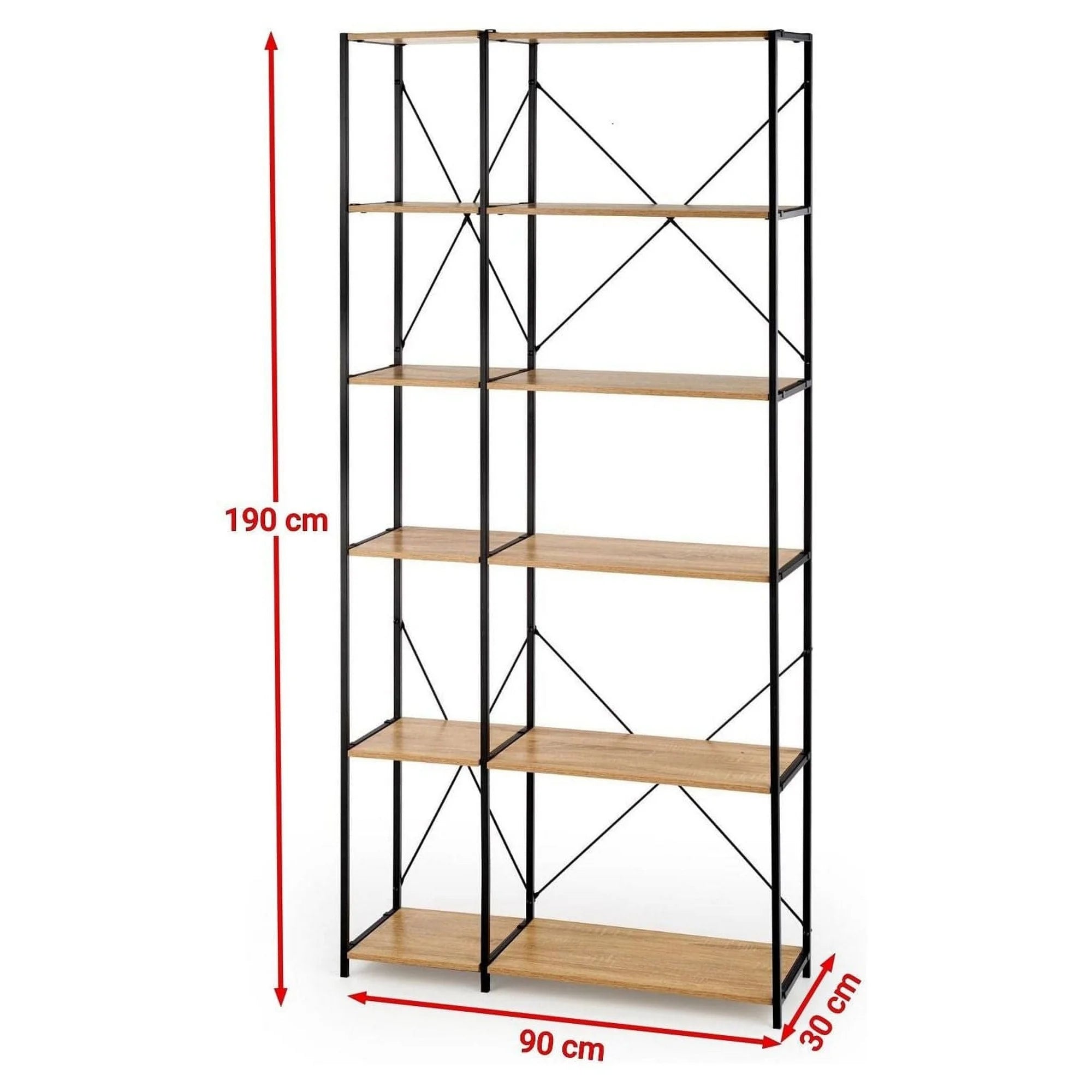 Etajera REG19, stejar sonoma/negru, 90x30x190 cm