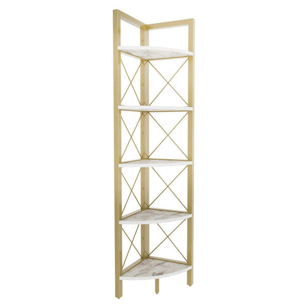 Etajera REMO, auriu/alb cu efect de marmura, PAL melaminat, 31x33x160 cm