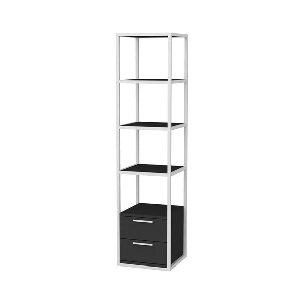 Etajera ROBCOSS, alb/gri, PAL melaminat/metal, 39x39x160 cm