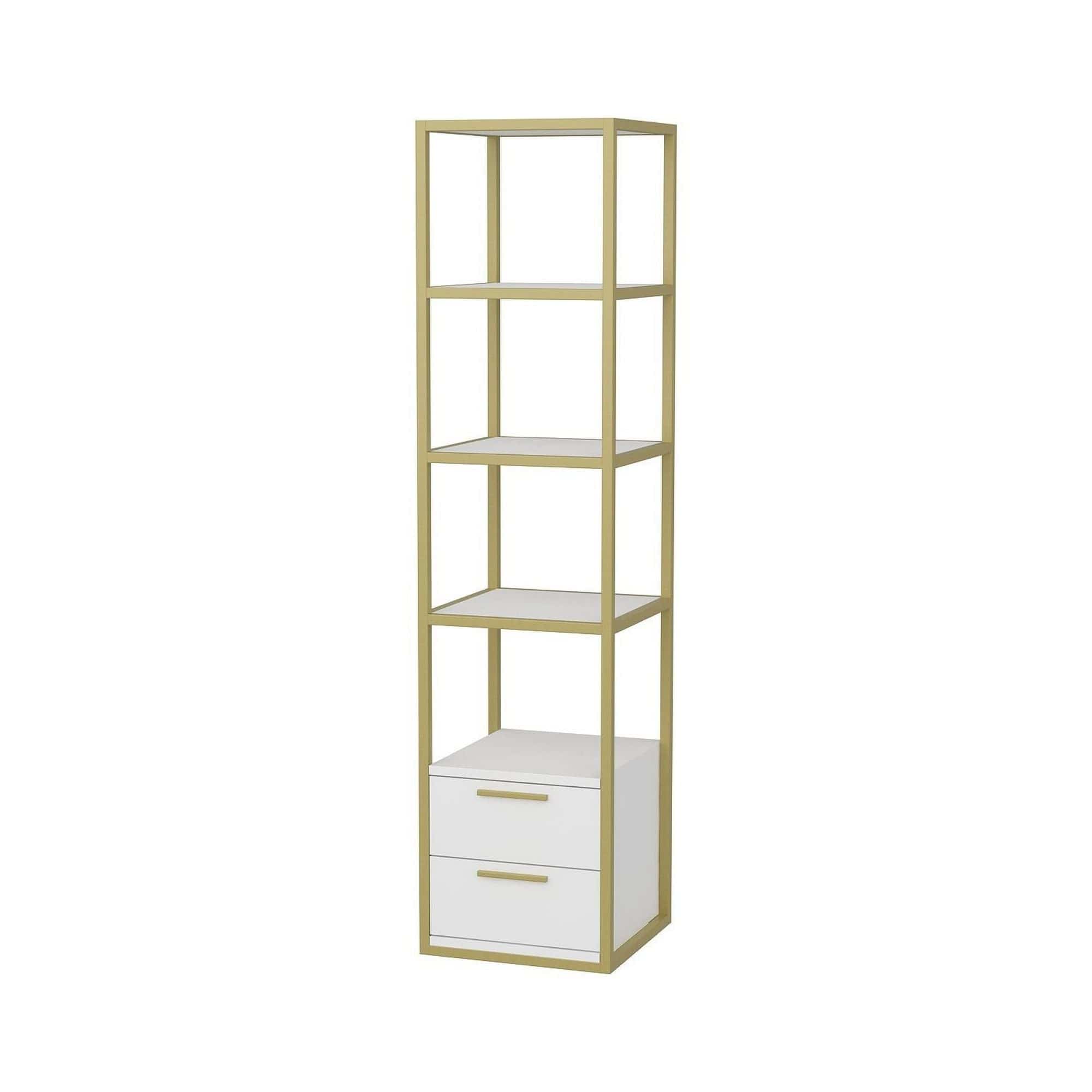 Etajera ROBCOSS, auriu/alb, PAL melaminat/metal, 39x39x160 cm