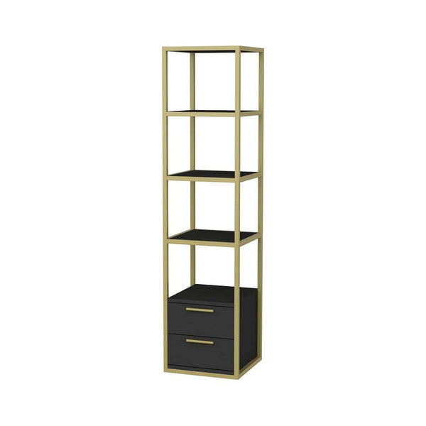 Etajera ROBCOSS, auriu/gri antracit, PAL melaminat/metal, 39x39x160 cm