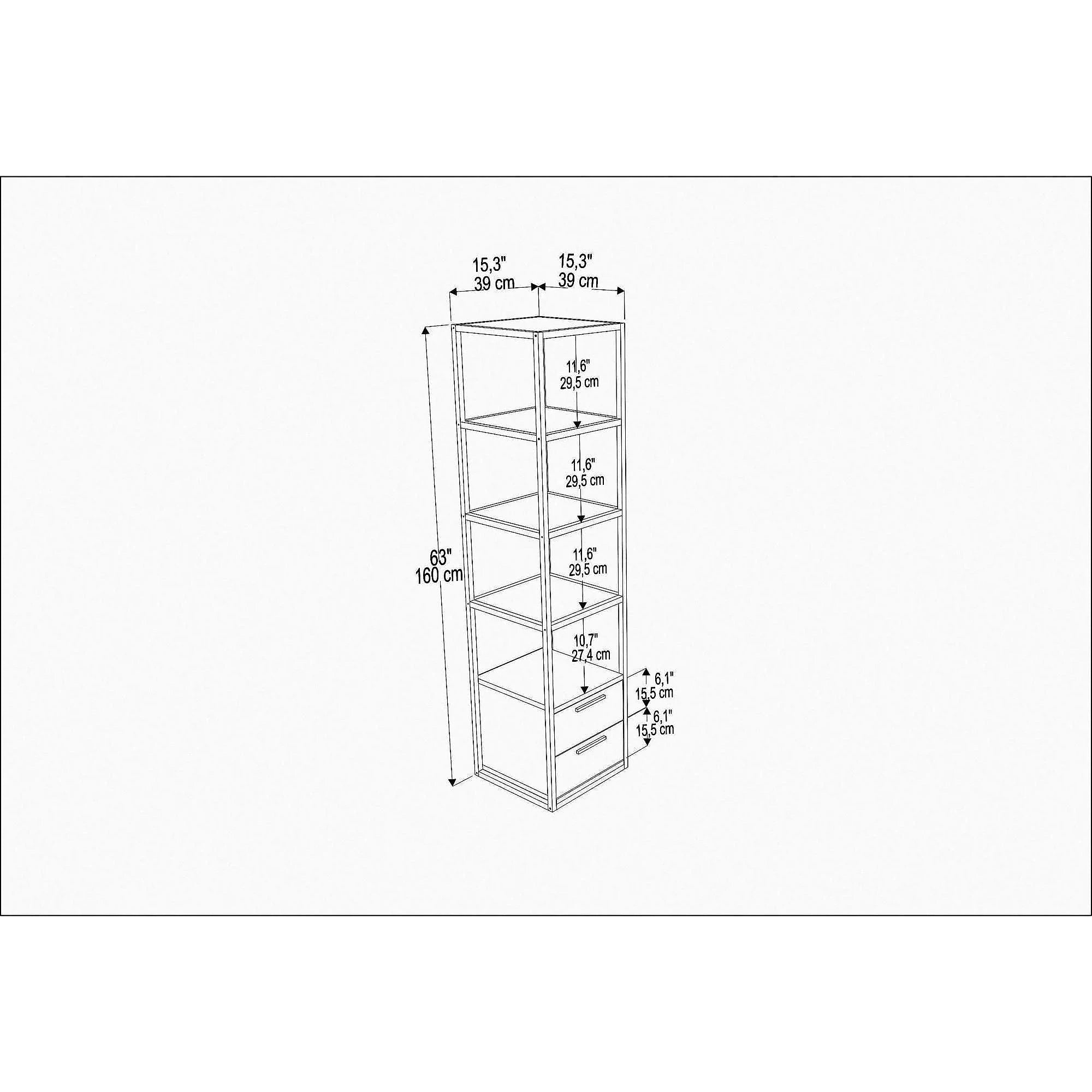 Etajera ROBCOSS, negru/alb, PAL/metal, 39x39x160 cm