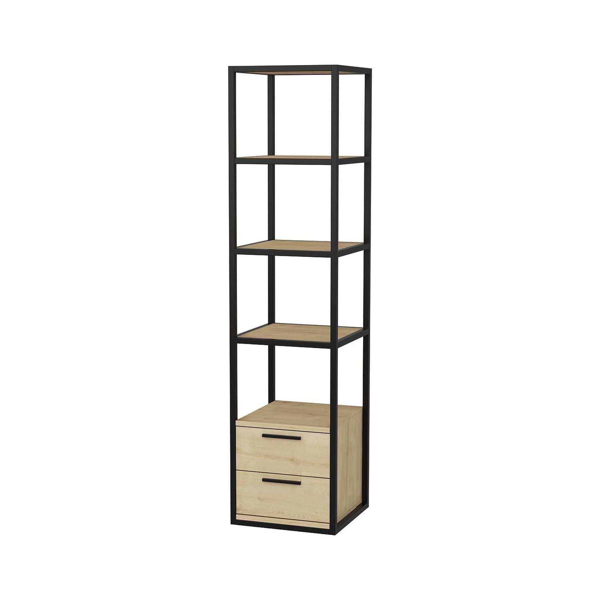 Etajera ROBCOSS, negru/stejar, PAL/metal, 39x39x160 cm