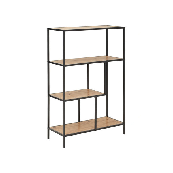 Etajera ROCKY, stejar/negru, 77x34x114 cm