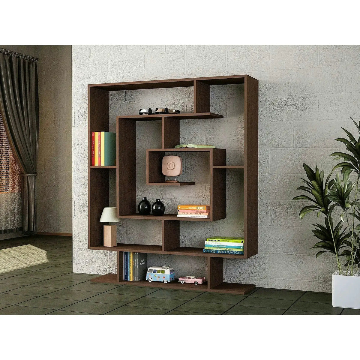 Etajera SARMASIK, wenge, PAL melaminat, 125x22x149 cm