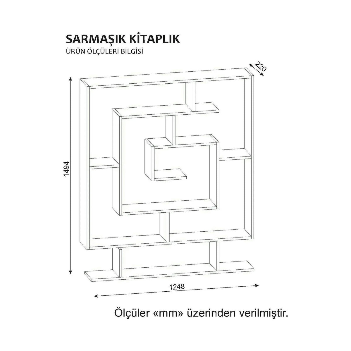 Etajera SARMASIK, wenge, PAL melaminat, 125x22x149 cm