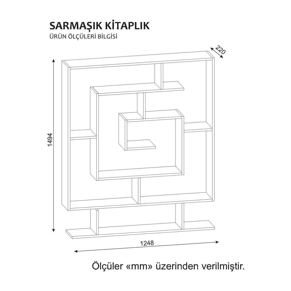 Etajera SARMASIK, wenge, PAL melaminat, 125x22x149 cm