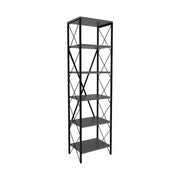 Etajera SUADIYE, gri antracit/negru, PAL melaminat/metal, 50x30x180 cm