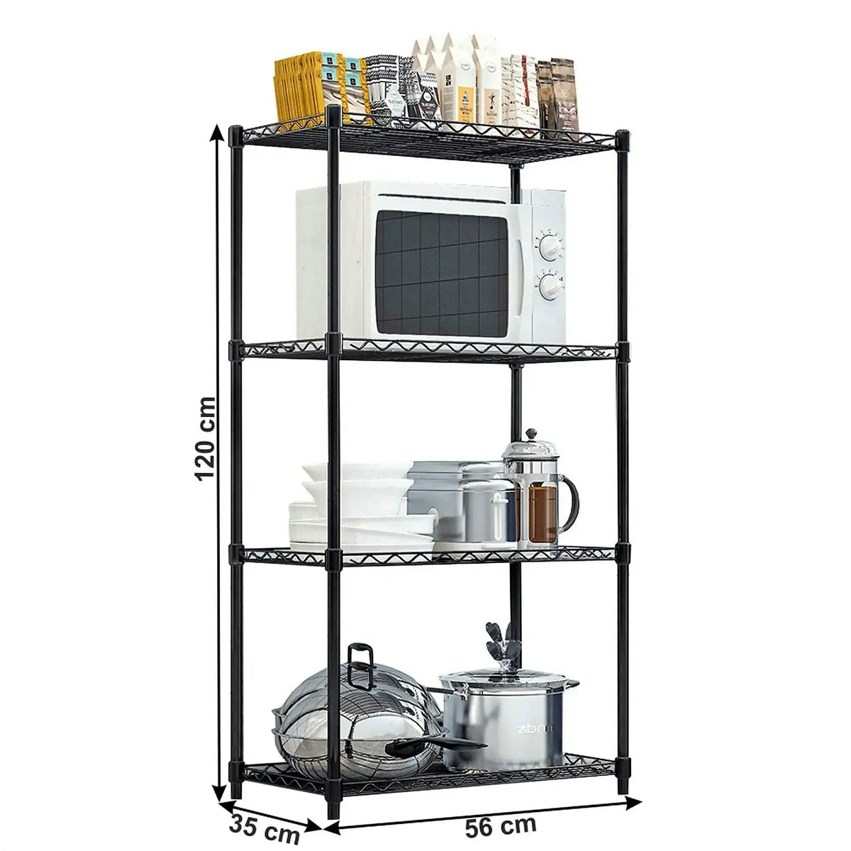 Etajera SUER TYP 1, negru, metal, 56x35x120 cm