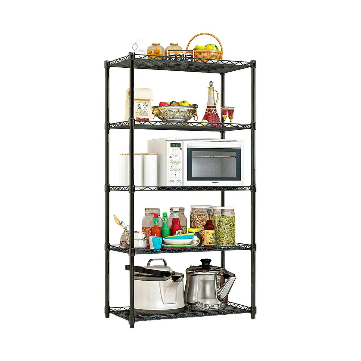 Etajera SUER TYP 2, negru, metal, 56x35x160 cm
