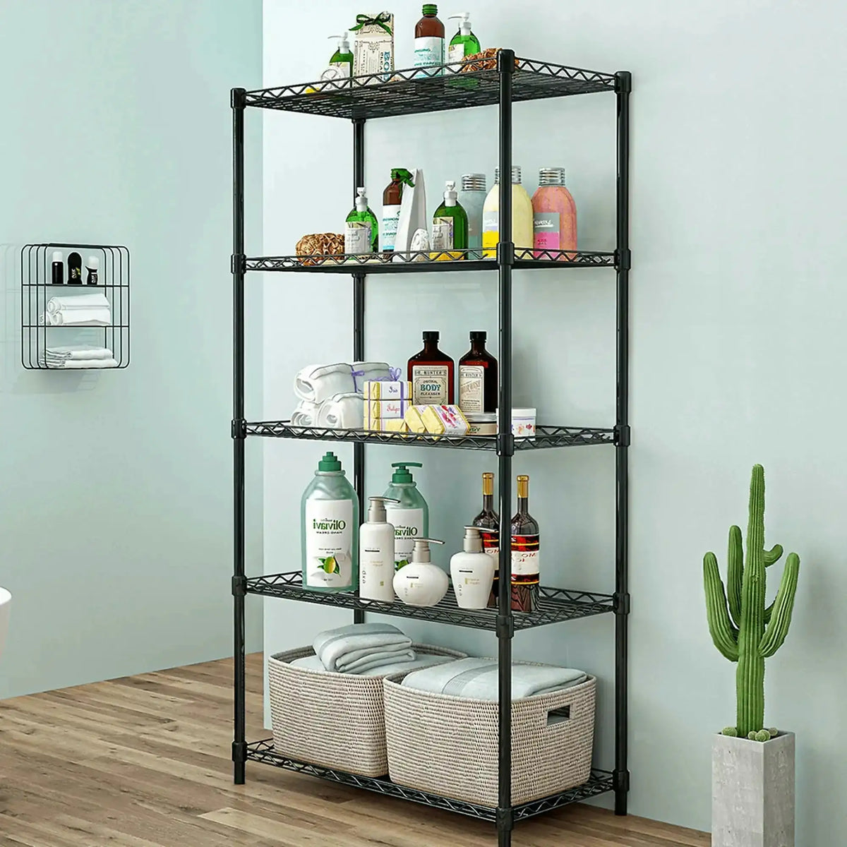 Etajera SUER TYP 2, negru, metal, 56x35x160 cm