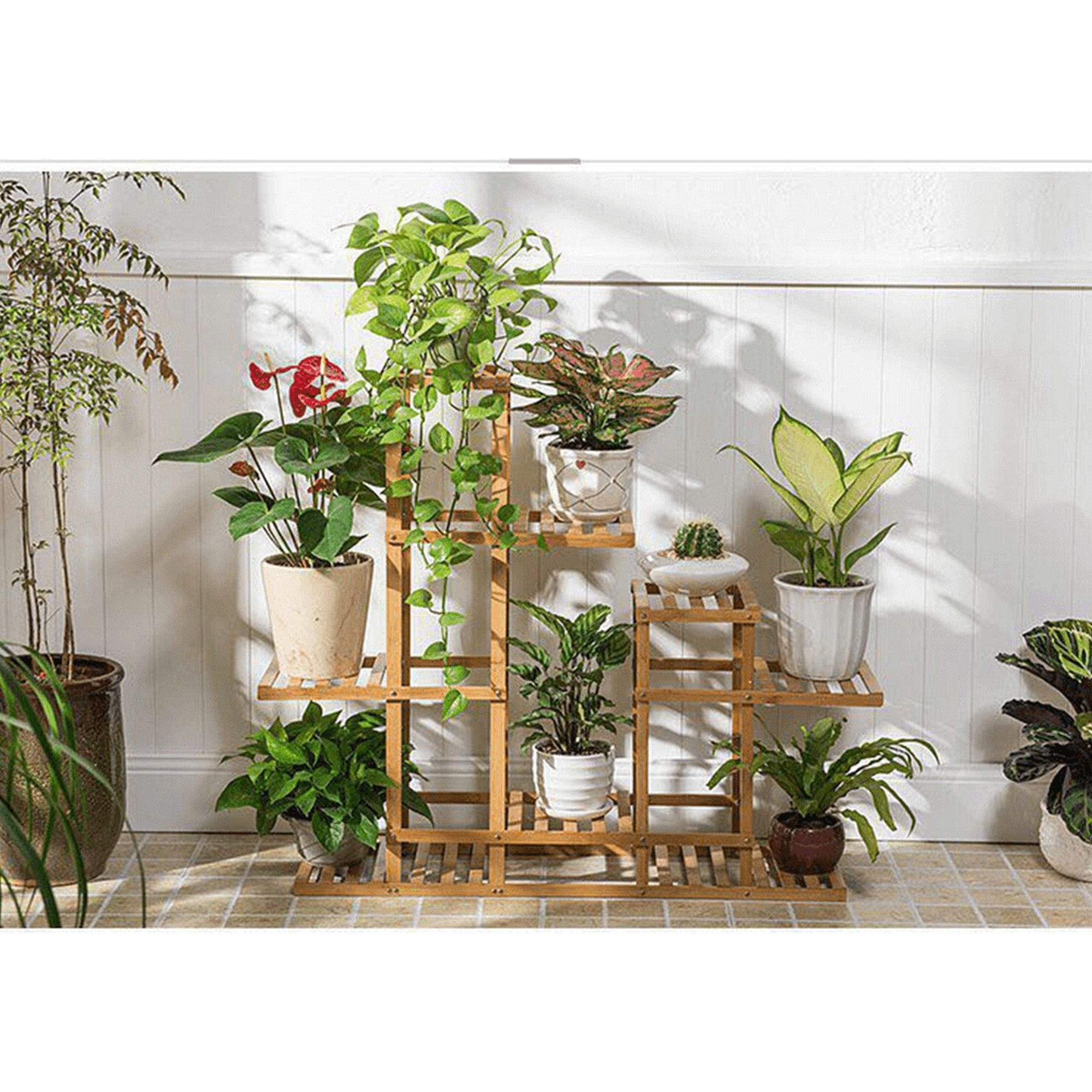 Etajera TABIA, stejar natural, bambus lacuit, 104x25x85 cm