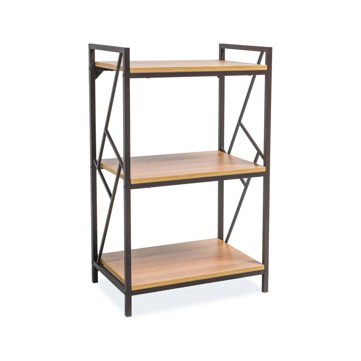 Etajera TABLO R3, stejar/maro inchis, PAL laminat/metal, 60x40x99 cm