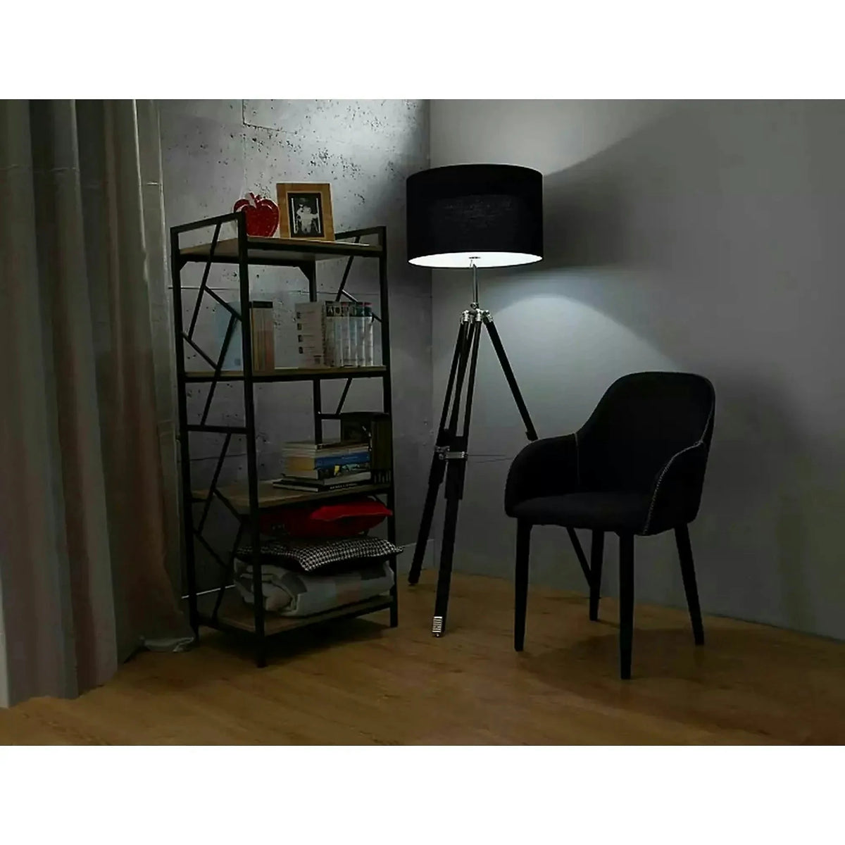 Etajera TABLO R4, stejar/maro inchis, PAL laminat/metal, 60x40x140 cm