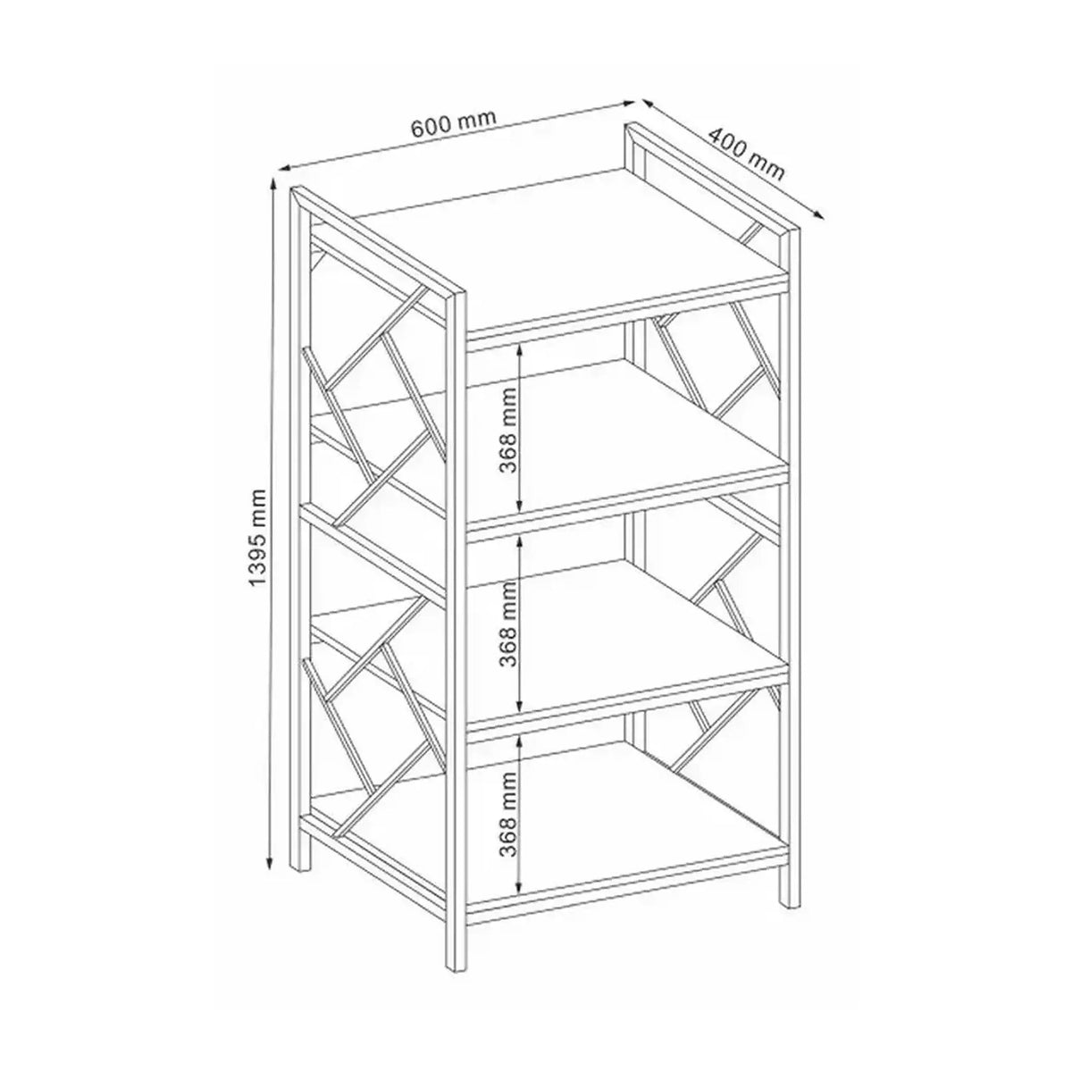 Etajera TABLO R4, stejar/maro inchis, PAL laminat/metal, 60x40x140 cm