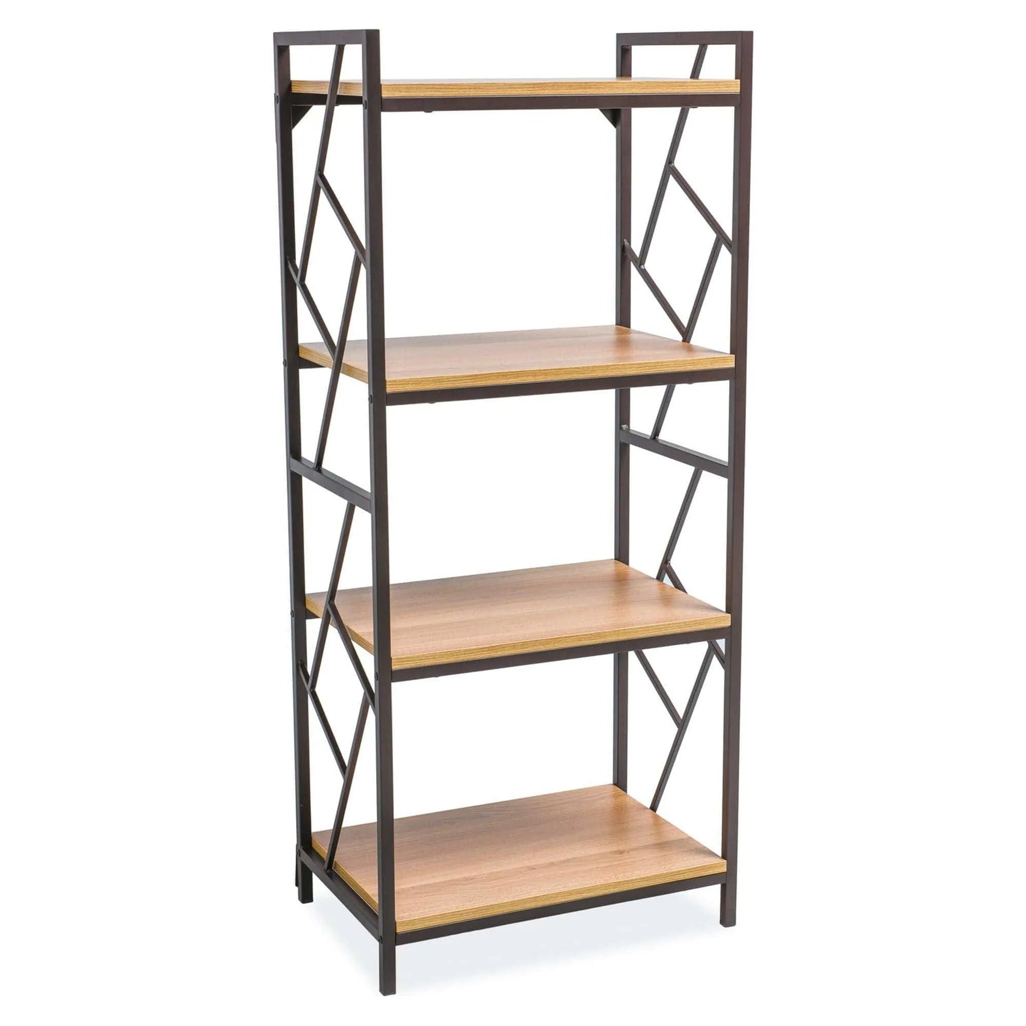 Etajera TABLO R4, stejar/maro inchis, PAL laminat/metal, 60x40x140 cm