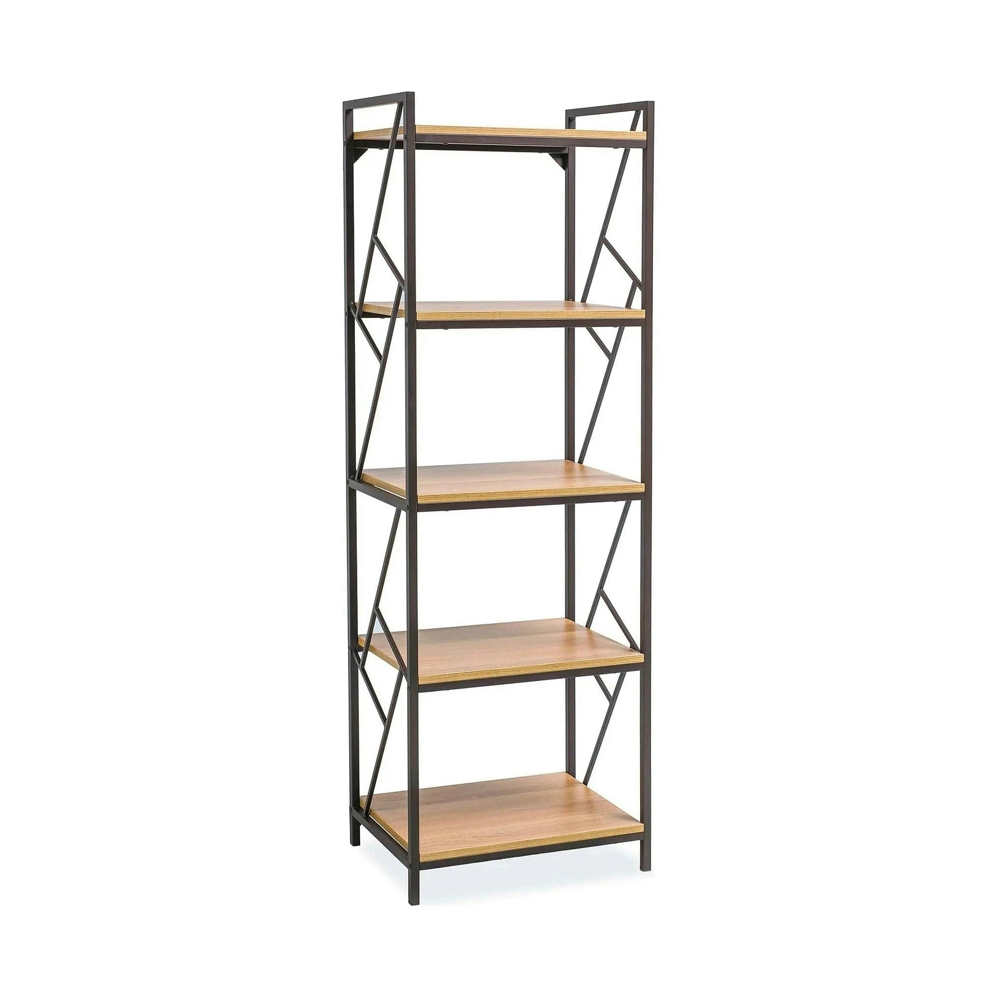 Etajera TABLO R5, stejar/maro inchis, PAL laminat/metal, 60x40x180 cm