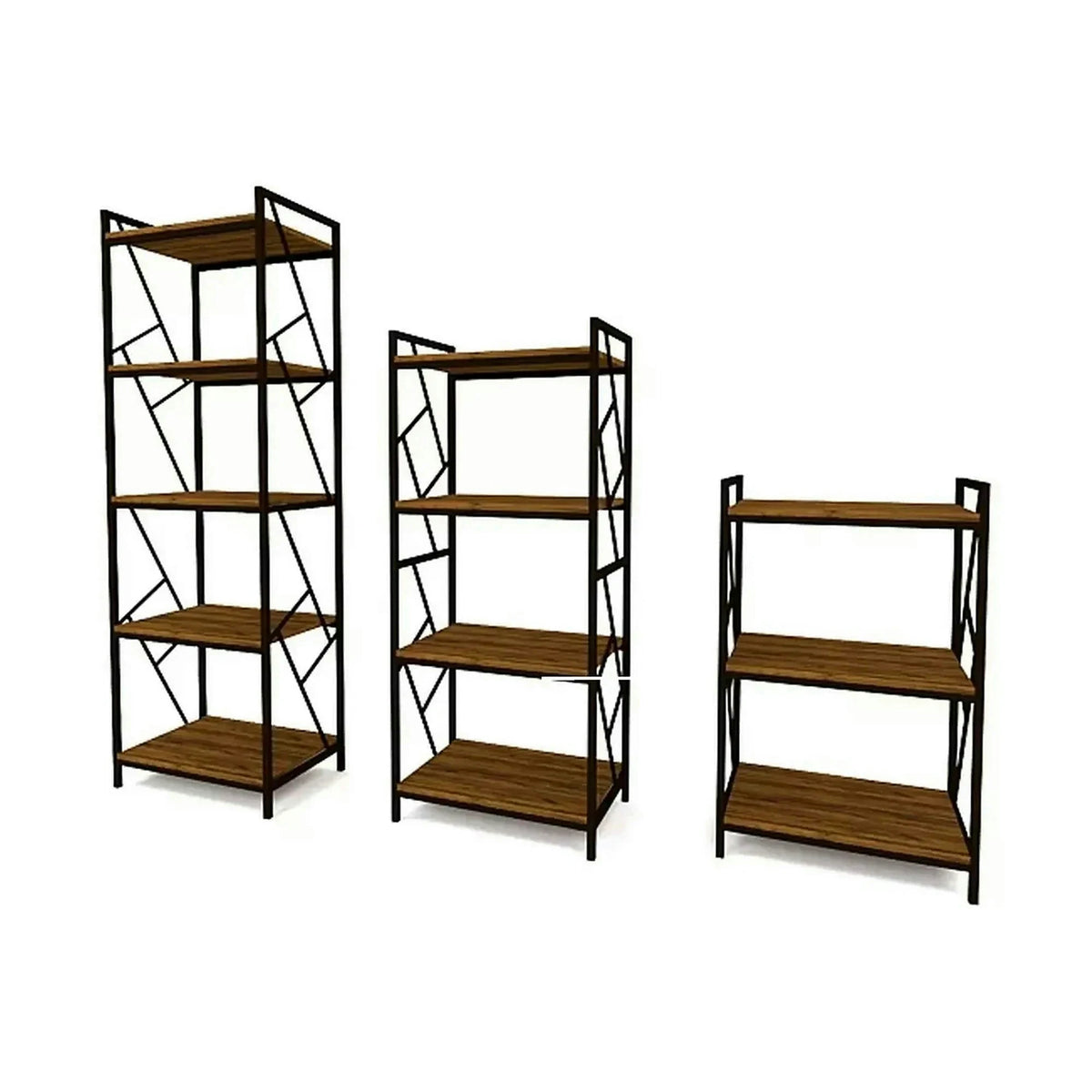 Etajera TABLO R5, stejar/maro inchis, PAL laminat/metal, 60x40x180 cm
