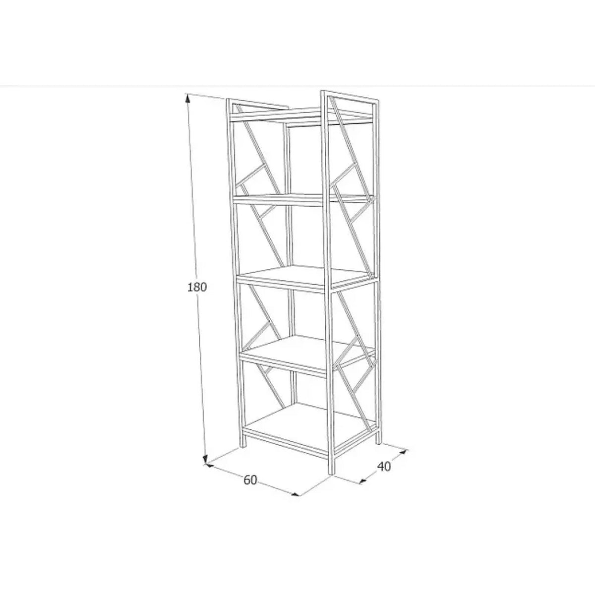 Etajera TABLO R5, stejar/maro inchis, PAL laminat/metal, 60x40x180 cm