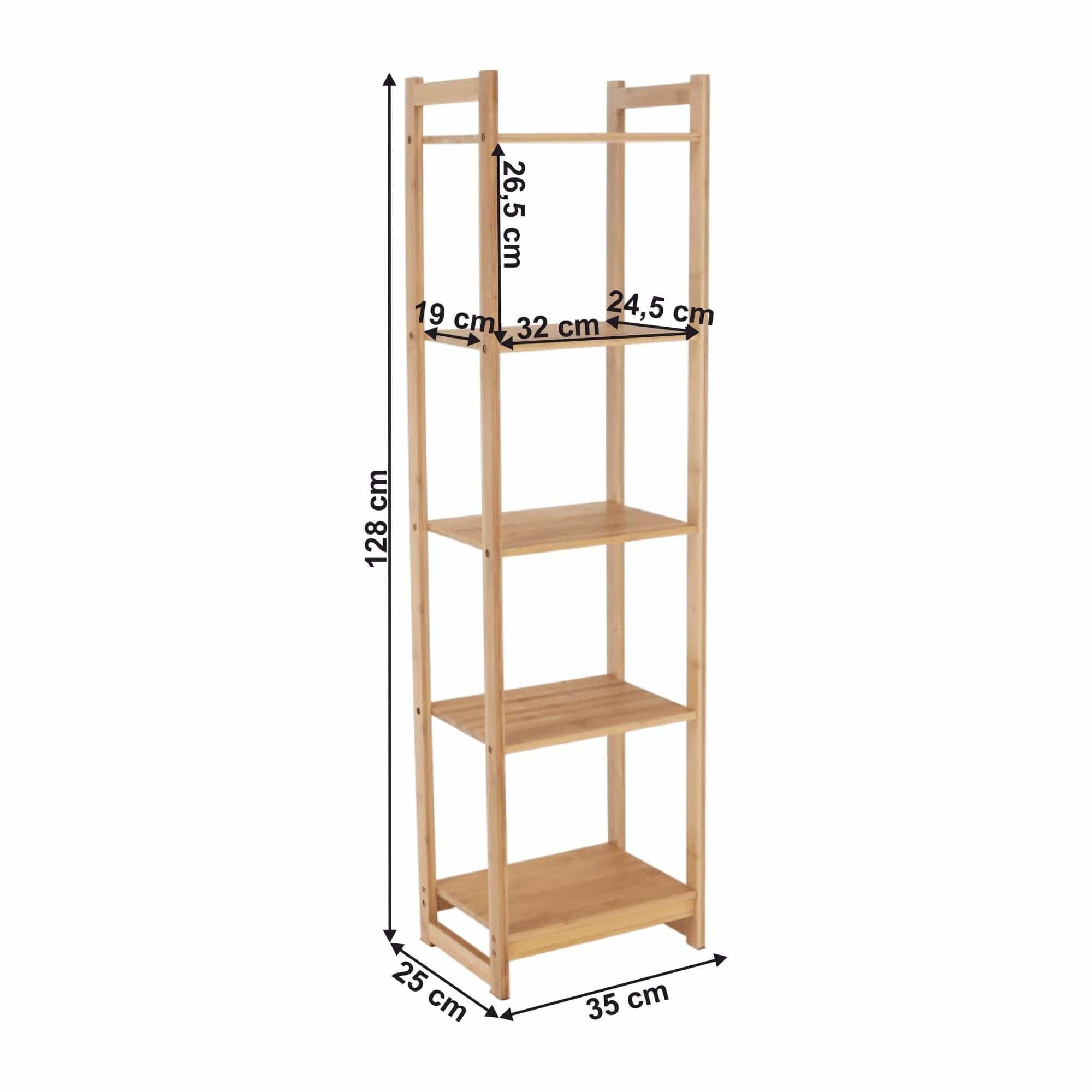Etajera TIPUL IMPEROR 3, stejar natural, bambus lacuit, 35x25x128 cm