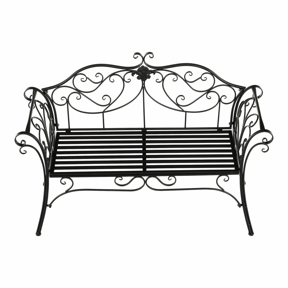 Banca gradina ETELIA, negru, metal, 131x49x89 cm