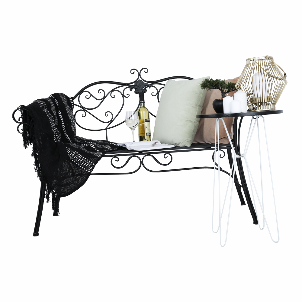 Banca gradina ETELIA, negru, metal, 131x49x89 cm