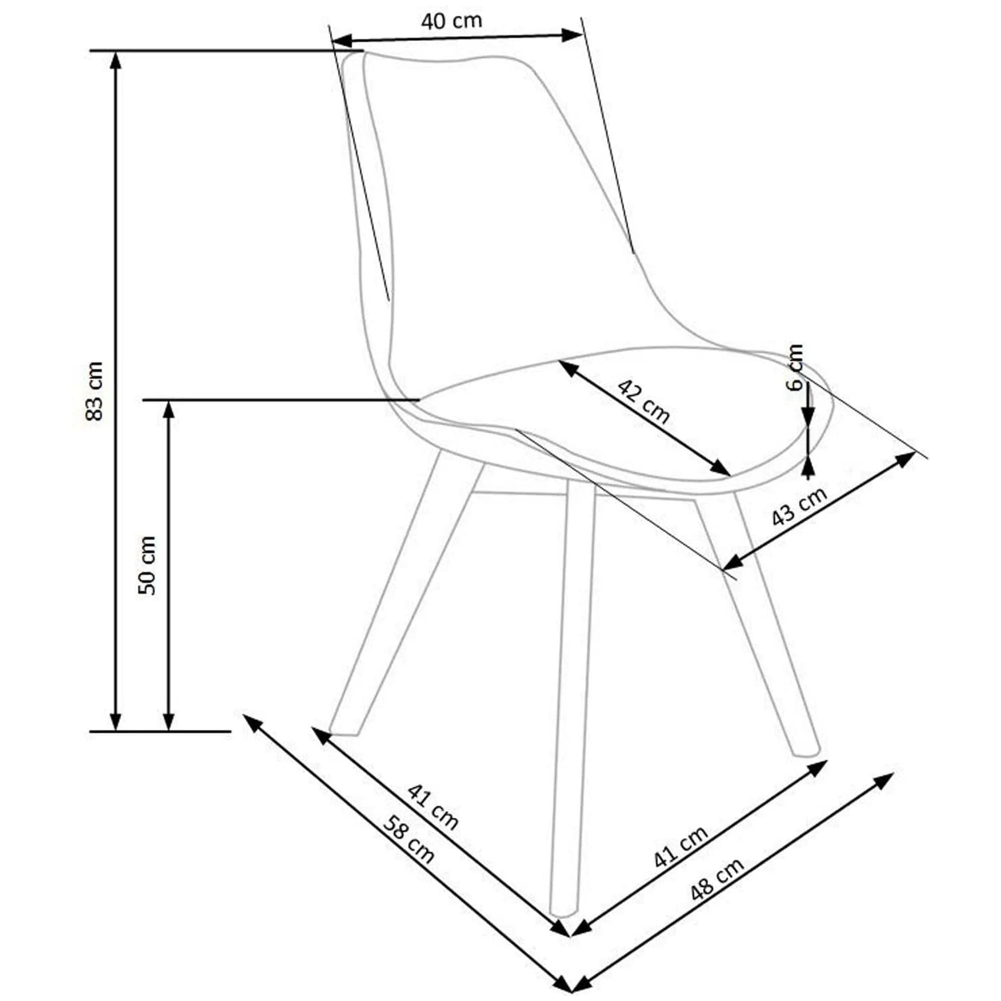 Scaun bucatarie K245, alb/transparent, piele ecologica/policarbonat, 48X58X83 CM