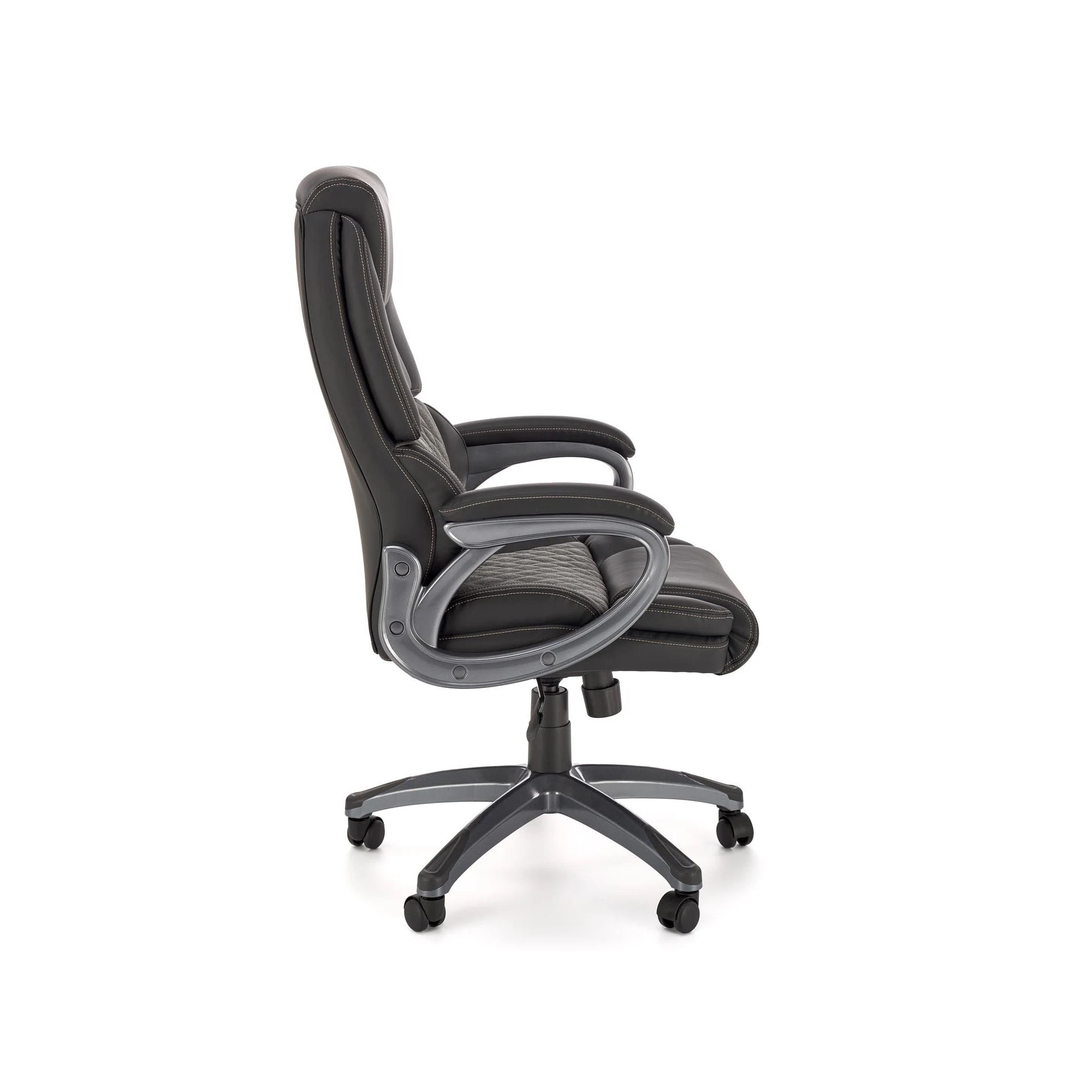 Scaun birou STEVEN, negru/gri, piele ecologica/panza, 65x70x111/119 cm