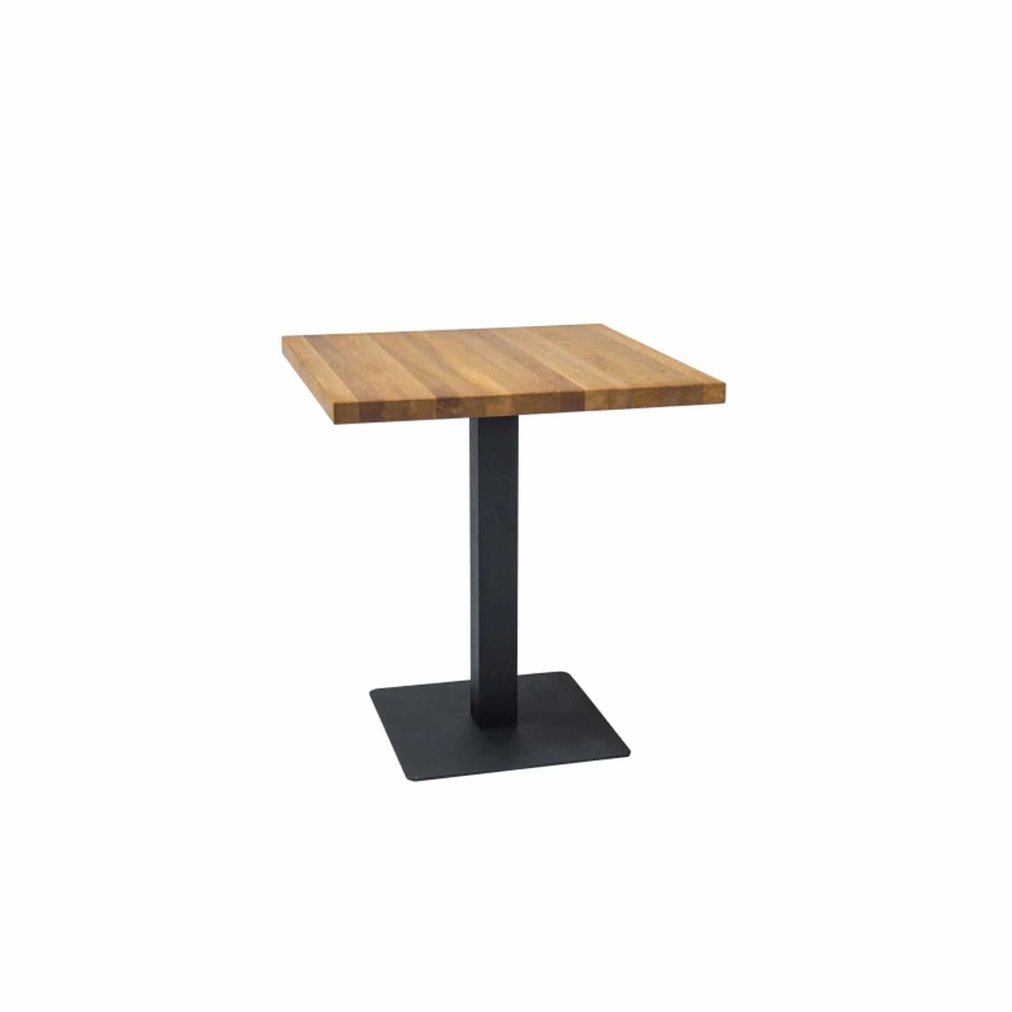 Masa PURO, stejar/negru, furnir/metal, 70x70x76 cm