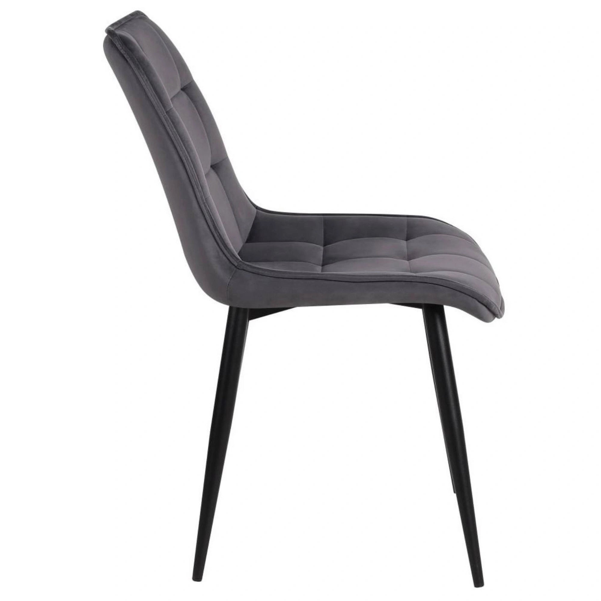 Scaun RON, gri inchis/negru, stofa catifelata/metal, 48x62x87 cm