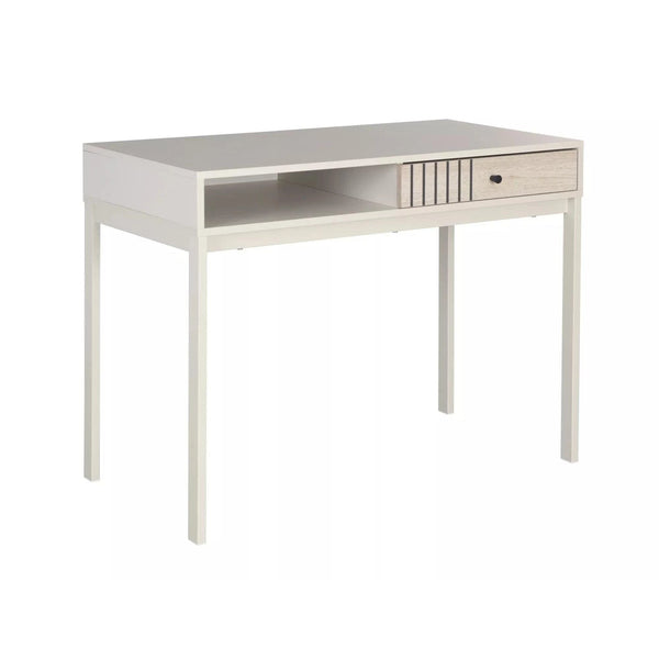 Birou FROST B1, stejar alpin/alb, PAL/metal, 100x50x76 cm