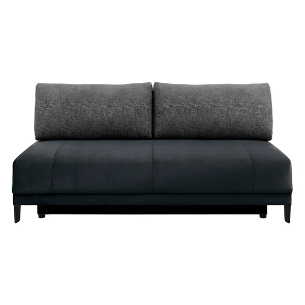 Canapea extensibila SENTILA, stofa catifelata negru - Wind 99, 198x106x91 cm