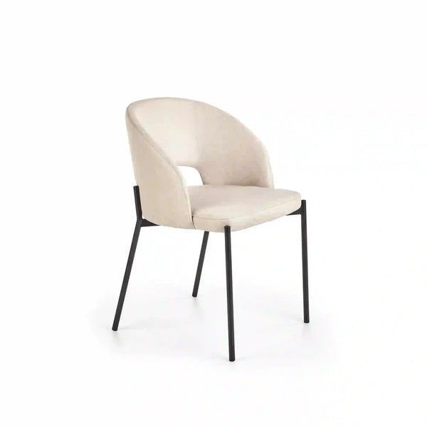 Scaun tapitat K373, bej/negru, stofa clasica/metal, 51x57x77 cm