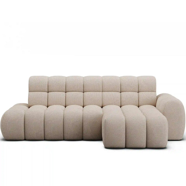 Coltar extensibil CEEDRO, sezlong dreapta, stofa bej - Calmora 18, cu reglaj electric, 283x165x98 cm