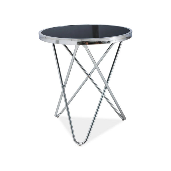 Masuta Fabia C, negru/crom, sticla/metal, 45X50 cm